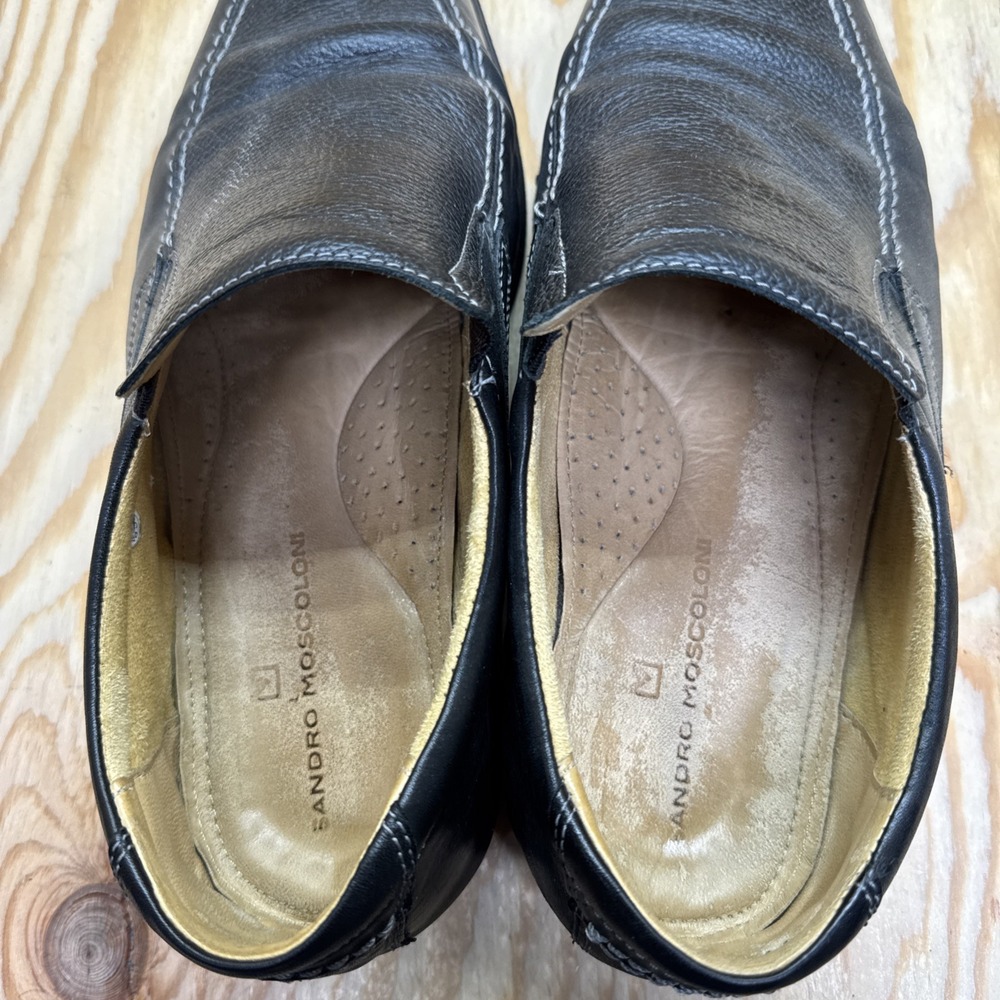 Sandro Moscoloni Mens Black Leather Slip‎ On Loafers Comfort Shoes Size 13 - Picture 4 of 11